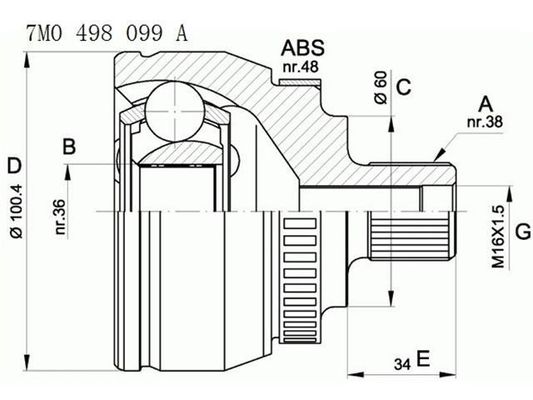7M0498099A Transmissieonderdelen C.V. verbinding